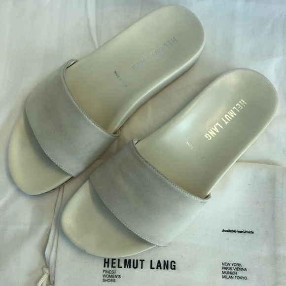 Helmut Lang white suede slides sandals - Picture 5 of 9
